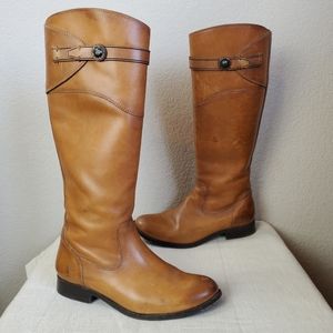 Frye Molly Button Tall Riding Boots Tan Leather 3476111 Size 8